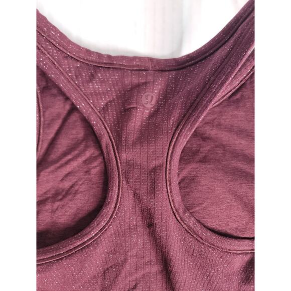 Lululemon Sz 10 Ebb To Street Tank Top Crop Racerback Sparkle Garnet Womens - Picture 4 of 8